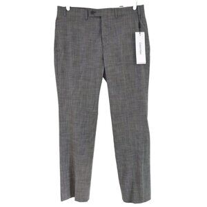 Calvin Klein Mens Glen Plaid Slim Fit Polyester Viscose Dress Pants 38W-30L NWT